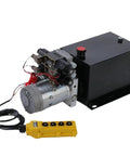 Heavy Duty Dc Electric Hydraulic Oil Pump Double Acting Power Unit for Light Trucks and Dump Beds with control panel.