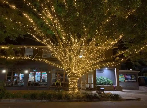 Extra Long 181 Foot 500 LED Christmas String Lights Indoor Outdoor With Clear Wire Warm White 8 Modes Plug In Fairy Lights on tree