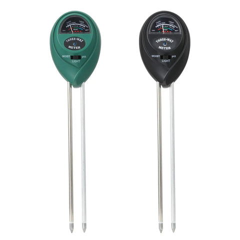 Two Pack 3 In 1 Soil Tester Tool For Moisture Light And PH, Plant Water Monitor And Hygrometer Sensor, 10.8 Inch, Black And Green.