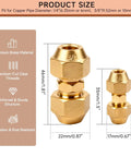 4 Pack 1/4 And 3/8 Inch Copper Pipe Connectors Weld Free Hvac Couplings With Flare Nuts dimensions and features overview.