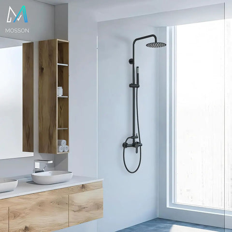 Top Shelf Matte Black Outdoor Shower System With Dual Function Faucet And Handheld Head Grade 304 Stainless Steel Construction Rust Resistant And Smooth As Butter For Effortless Backyard Refreshing