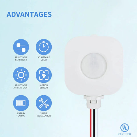 Ceiling Occupancy Motion Sensor Switch For High Bay Fixtures, 360 Degree PIR Auto On Off Lighting, UL FCC Approved