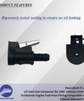 3/8 Inch Fuel Line Connector for OMC Johnson Evinrude Outboard Engines, 10mm Fuel Hose Fitting, Ethanol Blend Ready