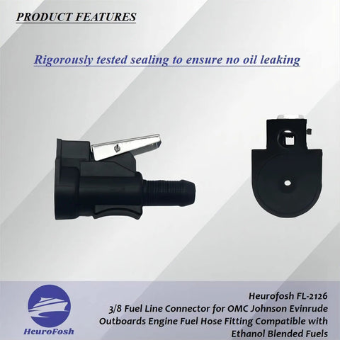 3/8 Inch Fuel Line Connector for OMC Johnson Evinrude Outboard Engines, 10mm Fuel Hose Fitting, Ethanol Blend Ready