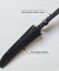 Full Tang Carbon Steel Machete Sword With Leather Sheath for Practice and Outdoor Use, 20.5 inch blade, handle in PU leather sheath