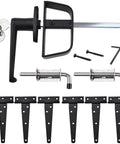 Complete Shed Door Hardware Kit With 6 Inch T Hinges Latches And L Handle Lock Includes Heavy Duty Barrel Bolts And Screws