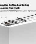 Wall And Ceiling Mount Fishing Rod Rack With Rubber Band Clamp Technology Holds Six Rods And Two Gear Hooks For Garage Storage