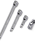 Half Inch Drive Extension Bar Set With Universal Joint Includes 3 Inch 5 Inch And 10 Inch Extensions Durable Chrome Vanadium Steel