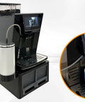 Smooth Operator Automatic Espresso Machine With No Sweat Touchscreen Controls and Eight Custom Drink Settings in matte black.