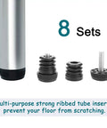 1 Inch Furniture Leveling Feet Set, 25mm OD Round Insert Adjustable Levelers with ribbed tube insert and threaded screw, 8 pack