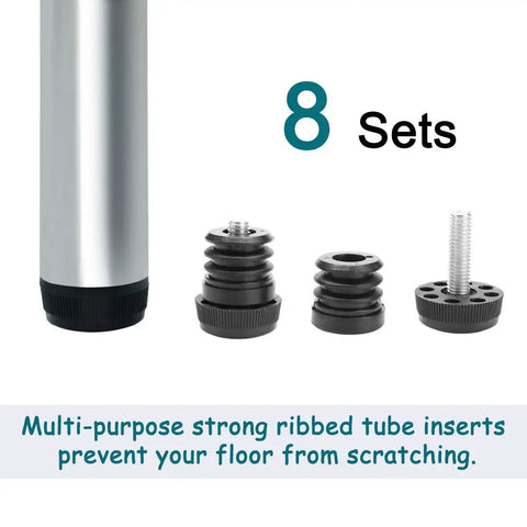 1 Inch Furniture Leveling Feet Set, 25mm OD Round Insert Adjustable Levelers with ribbed tube insert and threaded screw, 8 pack