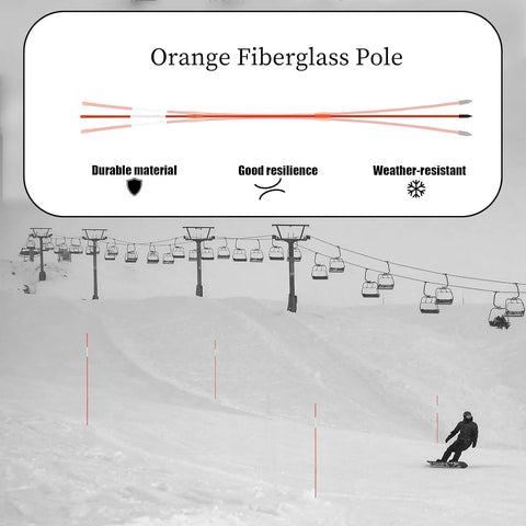 20 Piece Orange Driveway Markers Set With 49 Inch Fiberglass Snow Stakes White Reflective Tape for Snow Visibility