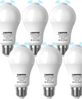Motion Sensor Light Bulb 6 Pack, Dusk To Dawn Indoor Security Lamp, 13W Equivalent To 100W, 1000 Lumens, E26 Base, 6000K Daylight, PIR Infrared Motion Detection, Easy Plug And Play, Bright White Lighting, six A19 bulbs