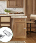 Kitchen cabinet with 10 Pack Stainless Steel Spring Loaded Toggle Latch Clips For Cabinets Beefy Heavy Duty Cabinet Door And Drawer Latches Polished Silver Finish Durable Easy Grip Reliable Elastic Spring Closures installed.