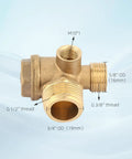 Three Port Brass Air Compressor Check Valve for Tube Connector Tool, G1/8 Internal Thread, G3/8 and G1/2 External Threads, Central Pneumatic Compatible, Seals Tight to Stop Leaks, Direct Replacement Part brass valve with M10*1, G3/8, G1/2 threads