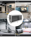 Built Tough Metal Wall Cabinet With Lockable Doors For Kitchen Garage And Office Heavy Duty Steel Wall Storage Chest displayed in various settings including office, garage, and basement.
