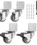 Heavy Duty Furniture Castors Set Four Pack With L Shaped Soft Rubber Wheels For Tables Carts And Benches Quiet Swivel Plate