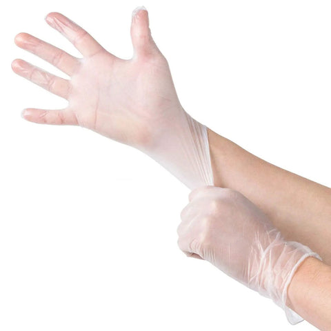 Two Hundred Disposable Vinyl Gloves Non Sterile Powder Free Smooth Touch Food Service Grade Large Size Ambidextrous Pack Of 2x100