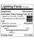 Lighting fact label for Lit Flickering Flame Lantern With Frosted Glass And Integrated Security Light 3000K Warm Glow