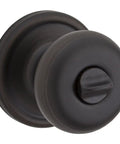 Interior Privacy Door Knob With Lock For Bedroom And Bathroom Easy DIY Install In Venetian Bronze Finish No Fuss Keyless Turn Lock Privacy Handle Microban Protection Includes Release Tool For Quick Lock And Unlock