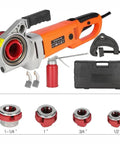 Tough As Nails Portable Electric Pipe Threader And Threading Machine With Genuine Copper Motor For Galvanized Iron Pipe Half To Two Inch with tool kit and cutter heads