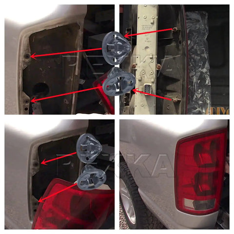 Installation of Dodge Ram Tail Light Retainer Clips 15 Pack 19mm Head 11mm Stem in 12mm Hole for Ram 1500 2500 3500 Pickup and Durango