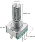 Close-up of EC11 Rotary Encoder With Switch Pro Grade Digital Potentiometer 20mm Plum Blossom Shaft 5 Pin with metal shaft