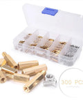 Brass M2 Hex Column Standoff Spacer Kit 300 Piece Assortment For PCB Mounts And Electronics Nuts And Screws Set For Spacing Panels Gears And Enclosures Pro Grade Hardware brass standoffs in organizer
