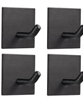 Heavy Duty Self Adhesive Hooks For Wall No Drill Install Peel And Stick Hangers Stainless Steel Strong Load 4 Pack Black