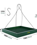 Hanging Bird Feeder Tray Outdoor Garden Platform Wooden Seed Tray With Mesh Feeding Surface For Yard And Patio Large Feeding Area For Small To Large Birds Weatherproof And Sturdy For All Seasons Green