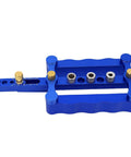 Rock Solid Self Centering Doweling Jig 6 Piece Aluminum Alloy Drill Bit Locator Quick Grip Setup For Precision Woodworking And Cabinet Assembly That Hits Dead On Target Every Single Time, viewed from above.