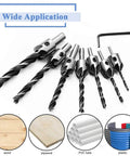 Mesee 7-piece high-speed steel countersink drill bit set (3–10 mm) with hex key for woodworking