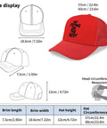 Red Ponytail Baseball Hat For Men Lightweight Hiking Cap With Anti Sweat Band Breathable Design Ideal For Outdoor Adventure And Everyday Wear Moisture Wicking Quick Dry Fabric For All Day Comfort with sizing details and graphics.