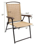 Outdoor Patio Folding Chairs Set Of 2 Sling Chairs For Camping Garden Pool Or Beach, beige, weather resistant, foldable with iron frame