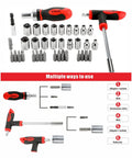 Ratcheting Screwdriver Set With Magnetic Bits And Sockets 38 Piece Includes Torx Slotted Phillips Square Nut Driver Bits