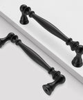 10 Pack 5 Inch Matte Black Cabinet Handles Zinc Alloy Drawer Pulls Solid Kitchen Hardware For Cabinets, Dressers, Closets, And Doors Heavy Duty Smooth Glide Easy Install Modern Industrial Look, two handles displayed on surface
