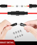 150 Pcs 5X20MM Fast Blow Glass Fuses Plus 10 Pcs 16AWG Inline Fuse Holders For Daily Driver Auto Electrical Repair, showing inline fuse holders and glass fuses.