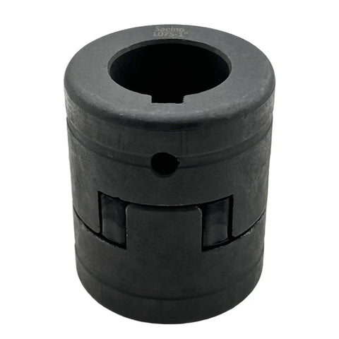 Flexible L-Jaw Coupling Set Three Quarters Inch To One Inch, Three-Piece HT250 Cast Iron With Rubber Spider, Keyways 3/16 X 3/32 And 1/4 X 1/8, Ideal For Wood Splitter And Heavy Duty Power Tools, Multi-Flex L075-3/4-1, black cast iron coupling half