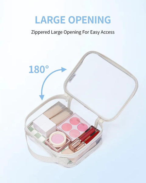 Open TSA Approved Clear Toiletry Bag For Carry On, Waterproof PVC Cosmetic Organizer, 7.9 by 5.9 by 2.4 Inches, Mint Green Checkerboard