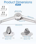 2 Pack Heavy Duty Folding Lid Stay Hinges With Soft Close Action Zinc Alloy Adjustable Tension No Slam Up To 50lb for Wooden Boxes showing dimensions and screws