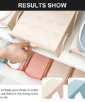 Hella Solid Double Layer Shoe Slot Organizer Rack With Non Slip Grip Base For Sneakers And Everyday Kicks To Keep Your Closets Stacked And Floors Crisp Today, holding shoes on a shelf.