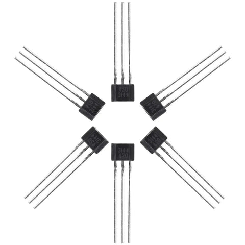 Top Shelf A3144 Hall Effect Sensors 20 Pack 3 Pin Magnetic Detector for Arduino DC 4V to 24V displayed in star pattern.