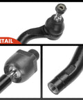 Front Inner Outer Tie Rod End Kit Direct Fit For Chevy Caprice 2011 2013 And Pontiac G8 2008 2009 To Fix Uneven Tire Wear, Eliminate Loose Or Shaky Steering, Squeaks, And Improve Steering Response; black steel tie rod end close-up