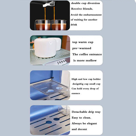 Go To 20 Bar High Pressure Espresso Machine with Auto Milk Frother and Multi Function Settings, features close-up view.