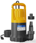 Front view of 1 HP Submersible Sump Pump With 4345 GPH High Flow For Quick Water Removal In Hot Tubs Pools Basements And Garden Ponds
