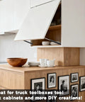 Heavy Duty Gas Struts Deliver Hefty Lift And No Fuss Operation For Tailgates RV Beds Tool Boxes And Outdoor Benches Built Tough To Beat Rust And Keep Seals Tight 2 Pack 10 Inch 100N shown in modern kitchen with white cabinet.