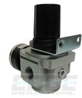 Heavy Duty In-Line Air Pressure Regulator For Air Compressors, Adjustable 7 PSI To 215 PSI, with wall bracket and gauge.