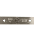 Senior Prima 01 Series Satin Nickel Top Or Bottom Mount Glass Hinge For Half Inch Thick Tempered Glass Panels, Beefy Heavy-Duty Shower Door Hardware, Smooth Operation And Clean Finish, satin nickel hinge plate close-up