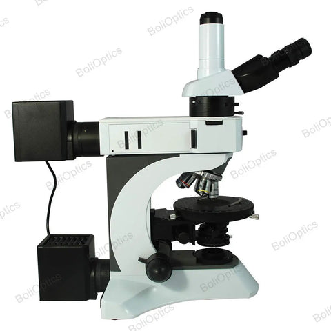 Pro Grade 50X To 1000X Trinocular Polarizing Microscope With Dual Halogen Lighting And Infinity Plan Achromatic Objectives For Petrology Geology Laboratories Medicine Biology PL13010333 side view