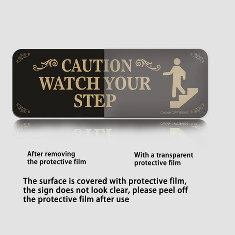 Watch Your Step Caution Sign 3 Pack 3x9 Inch Thick Acrylic Self Adhesive Warning Signs For Business Offices And Restaurants Easy Install Durable Safety Notice For High Traffic Areas